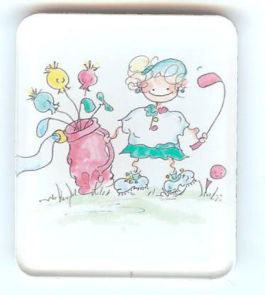 LADY GOLFER WITH PINK BAG MAGNET